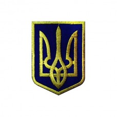 Нашивка вышитая Тризуб синий фон