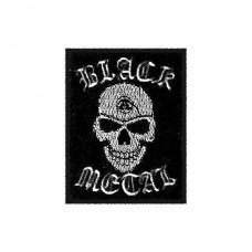 Нашивка вышитая Black Metal череп