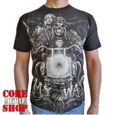 Футболка Full print Скелет с девушкой на мотоцикле